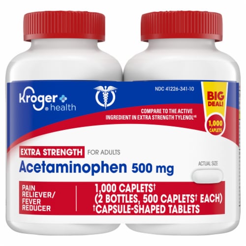 Kroger® Acetaminophen Pain Reliver/Fever Reducer Caplets 500mg Perspective: front
