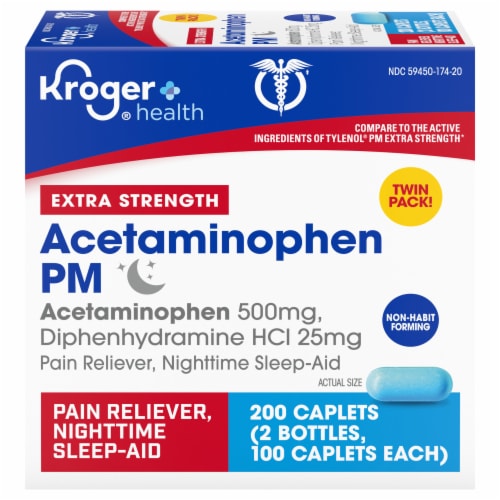 Kroger® Extra Strength Acetaminophen PM Caplets Twin Pack Perspective: front