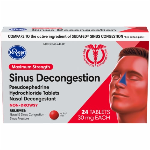 Kroger® Maximum Strength Sinus Decongestion Tablets Perspective: front