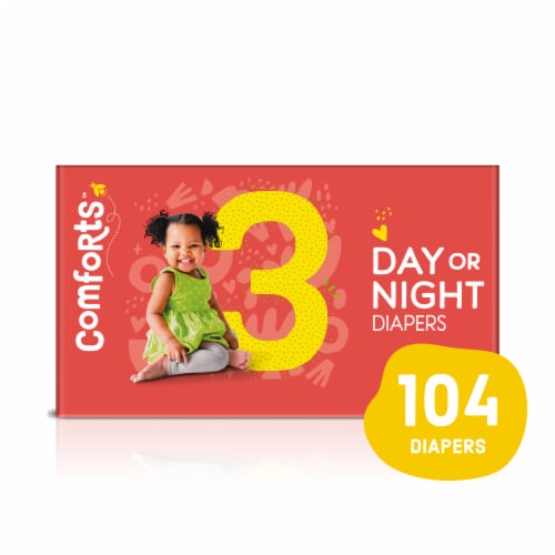 Comforts™ Size 3 Day or Night Diapers Value Box Perspective: front