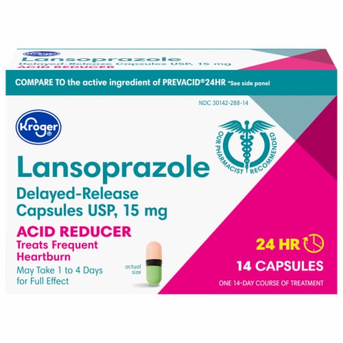 Kroger® 24 Hour Lansoprazole Capsules Perspective: front