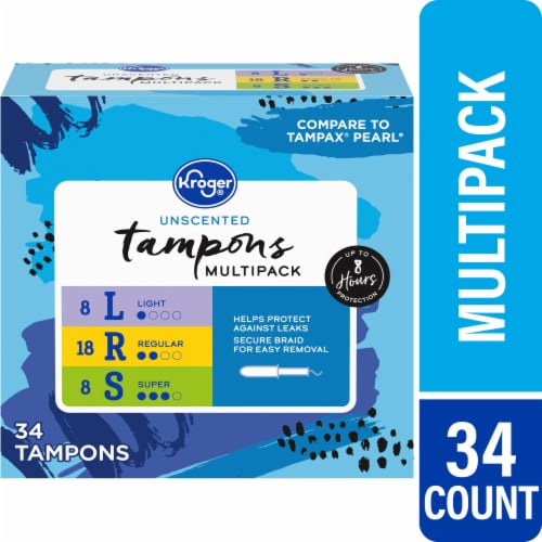 Tampax Pearl Regular Absorbency Unscented Tampons 18 Ct., Feminine  Products, Beauty & Health