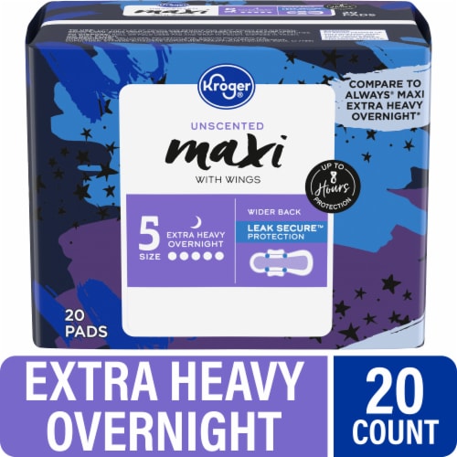 Kroger® Maxi Pads with Wings Extra Heavy Overnight Absorbency Unscented, 20  ct - Kroger