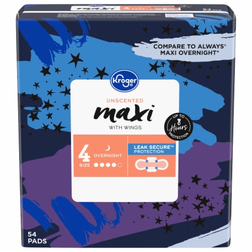 Kroger® Size 4 Unscented Winged Heavy Overnight Maxi Pads Perspective: front