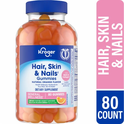 Kroger® Hair Skin & Nails plus Biotin & Collagen Orange Flavored Gummies,  80 ct - Kroger