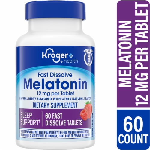 Kroger® Melatonin Fast Dissolve Tablets Berry 12mg Perspective: front