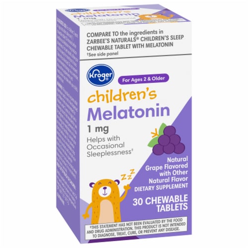 Kroger® Children's Melatonin Grape Chew Tablets 1mg Perspective: front