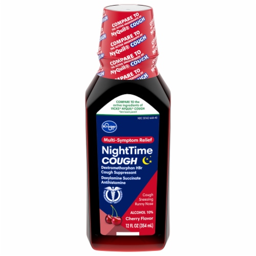 Kroger® NightTime Cherry Cough Suppressant Medicine Perspective: front