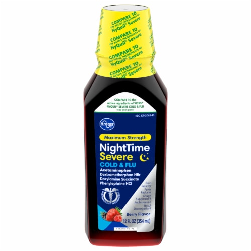 Kroger NightTime Berry Severe Cold & Flu Acetaminophen Medicine Perspective: front