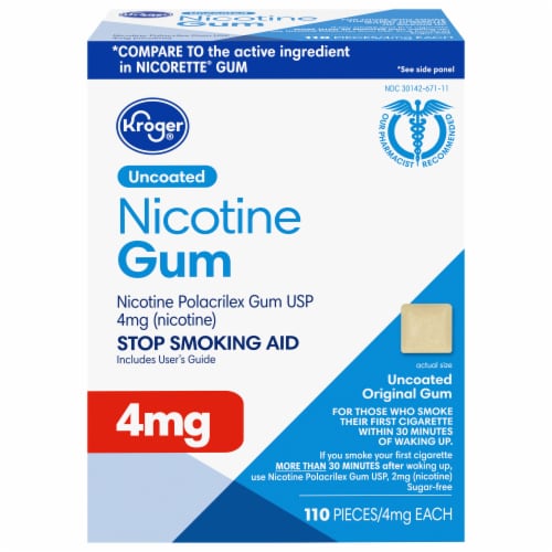 Kroger® Original Uncoated 4mg Nicotine Gum Perspective: front