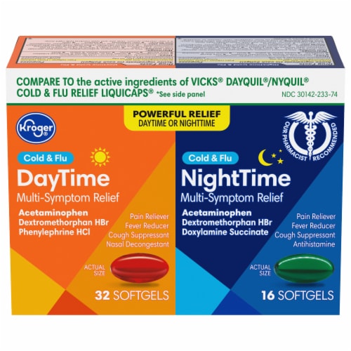 Kroger® Daytime/NiteTime Cold & Flu Softgels Medicine Perspective: front