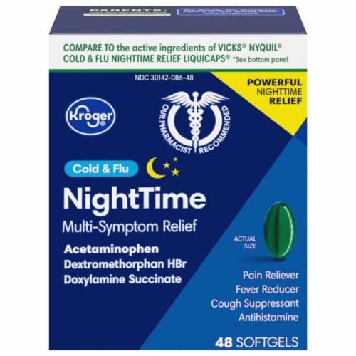 Kroger® Cold & Flu NightTime Multi-Symptom Relief Medicine Perspective: front