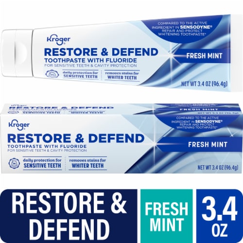 Kroger® Restore & Defend Toothpaste with Fluoride Fresh Mint Perspective: front