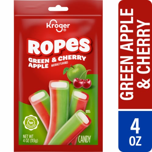 Kroger® Green Apple Cherry Candy Ropes Perspective: front