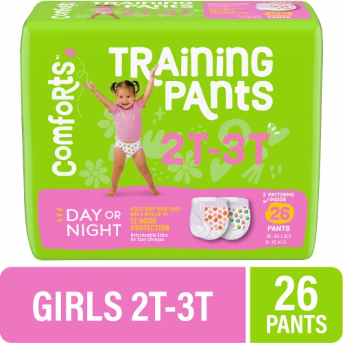 Comforts™ Day or Night Training Pants Girls 2T-3T (18-34 lbs) Perspective: front