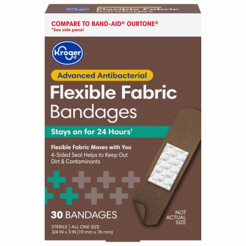 Kroger® Advanced Antibacterial Flexible Fabric Dark Brown Bandages Perspective: front