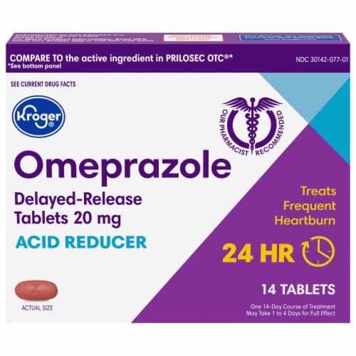 Kroger® Omeprazole Delayed-Release Acid Reducer Tablets 20mg Perspective: front