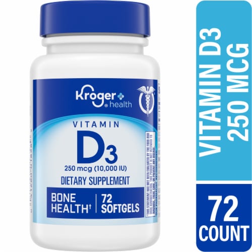 Kroger® Vitamin D3 Dietary Supplement Softgels 250 mcg Perspective: front