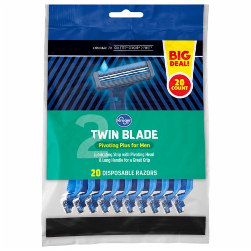 Kroger® Twin Blade Pivoting Plus for Men Disposable Razors Perspective: front