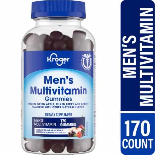 Kroger® Men's Multivitamin Gummies Green Apple Mixed Berry & Cherry Perspective: front