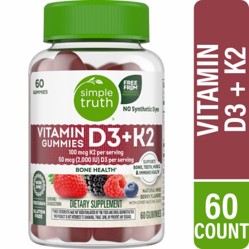 Simple Truth® Vitamins D3 + K2 Gummies Mixed Berry Perspective: front