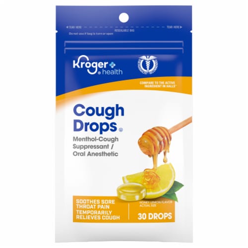 Kroger® Honey Lemon Cough Drops Perspective: front
