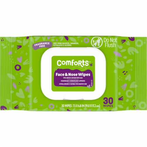 Comforts™ Fragrance Free Face & Nose Wipes Perspective: front