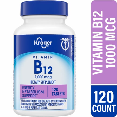 Kroger® Vitamin B12 Tablets 1000mcg Perspective: front