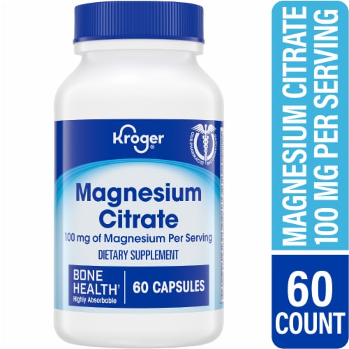 Kroger® Magnesium Citrate Capsules 100mg Perspective: front