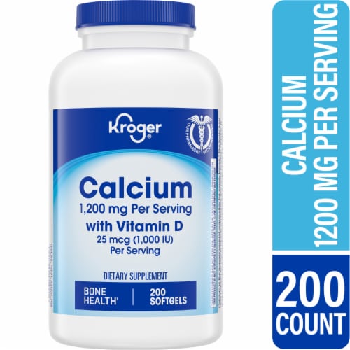 Kroger® Calcium 1200mg with Vitamin D Softgels Perspective: front
