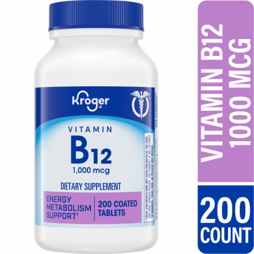 Kroger® Vitamin B12 Coated Tablets 1000mcg Perspective: front