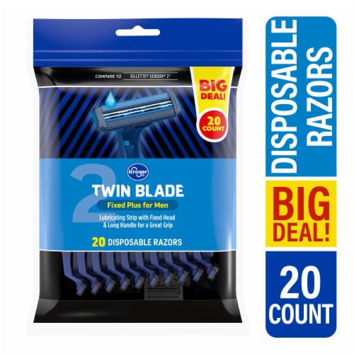 Kroger® Men's Disposable Twin Blade Fixed Razors BIG DEAL! Perspective: front