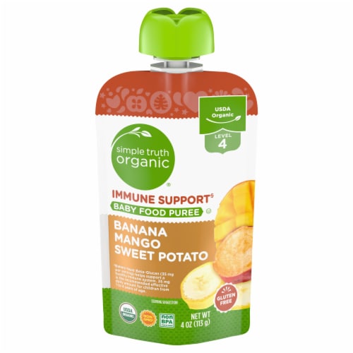 Simple Truth Organic® Immune Support Banana Mango Sweet Potato Stage 4 Baby Food Pouch Perspective: front