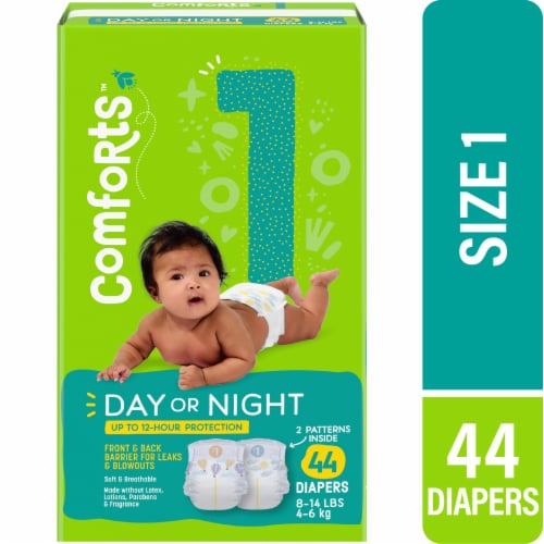 Comforts™ Day or Night Baby Diapers Size 1 (8-14 lbs) Perspective: front