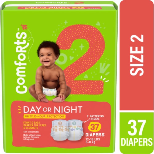 Comforts™ Day or Night Baby Diapers Size 2 (12-18 lbs) Perspective: front