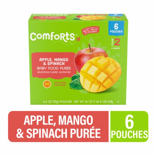 Comforts™ Apple Mango Spinach Baby Food Pouches Perspective: front