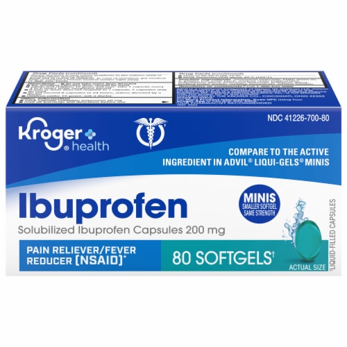 Kroger® Pain Reliever / Fever Reducer Ibuprofen Mini Softgels Perspective: front