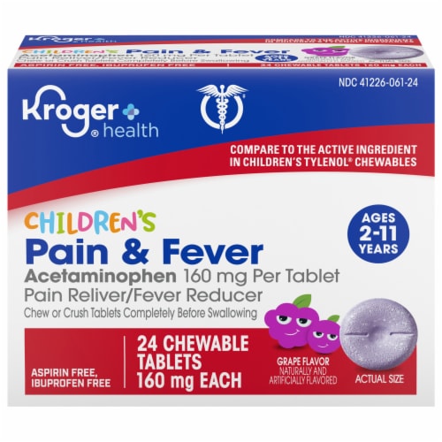 Kroger® Child's Pain Relief Acetaminophen Chewable Tablets Perspective: front