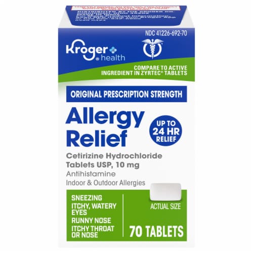 Kroger® Allergy Relief Tablets Cetirizine HCl Perspective: front