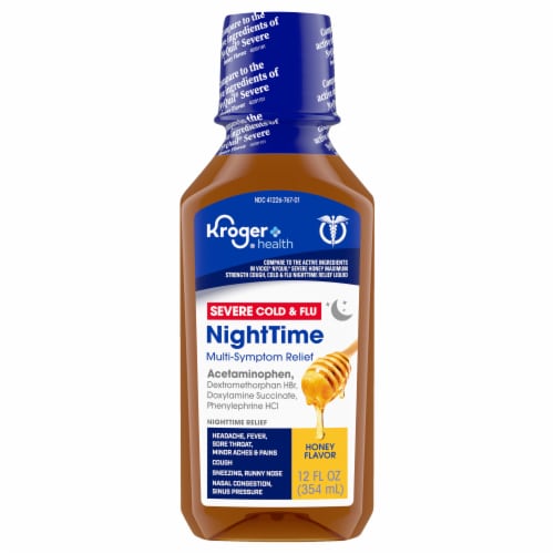 Kroger® Health Nighttime Severe Cold & Flu Honey Flavor Multi-Symptom Relief Perspective: front