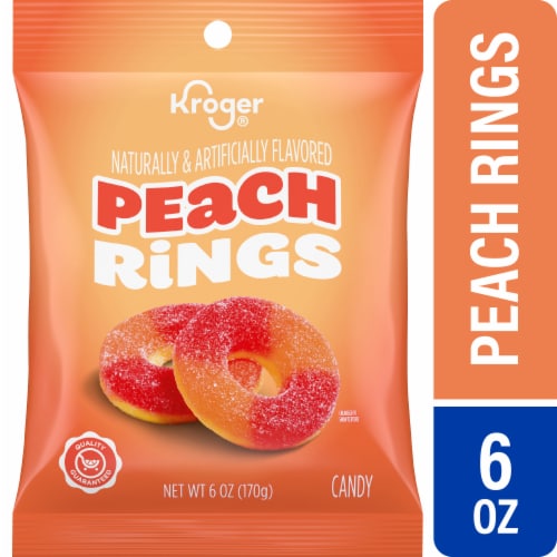 Kroger Peach Gummi Rings Candy Bag Perspective: front