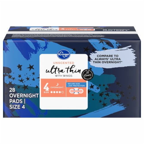 Kroger® Ultra Thin with Wings Overnight Size 4 Unscented Perspective: front