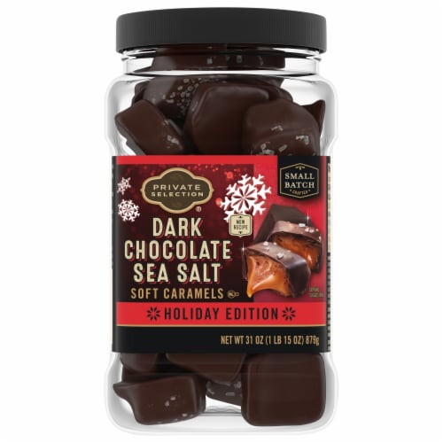 Private Selection® Dark Chocolate Sea Salt Soft Caramels Holiday Candy Perspective: front