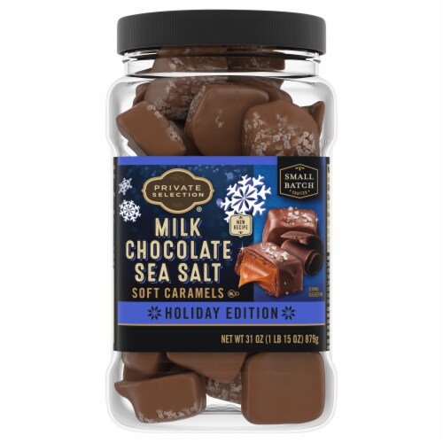 Private Selection® Milk Chocolate Sea Salt Soft Caramels Holiday Candy Perspective: front