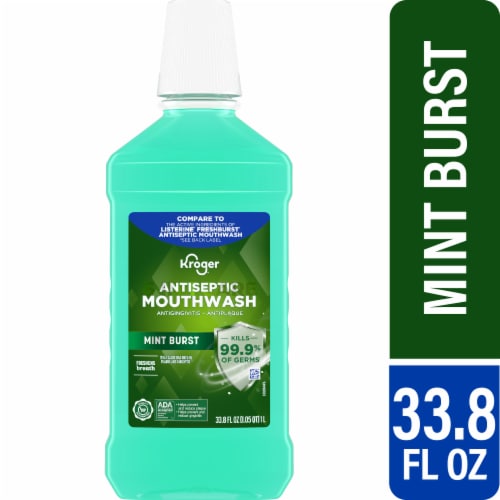 Kroger® Antiseptic Mint Burst Mouthwash Perspective: front