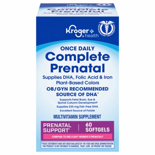 Kroger Once Daily Complete Prenatal Softgels Perspective: front