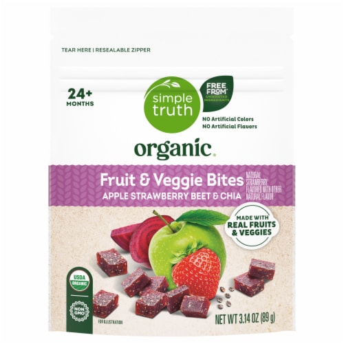 Simple Truth Organic® Fruit & Veggie Bites Apple Strawberry Beet & Chia Perspective: front