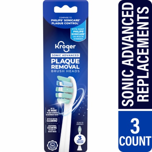 Kroger® Sonic Advanced Plaque Removal Electric Toothbrush Replacement Brush Heads Perspective: front