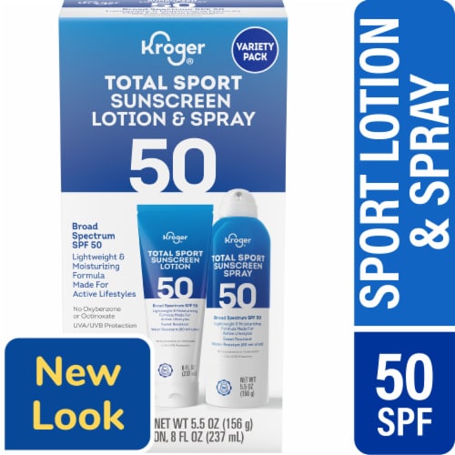 Kroger® Total Sport Sunscreen Lotion and Spray SPF 50 Variety Pack Perspective: front