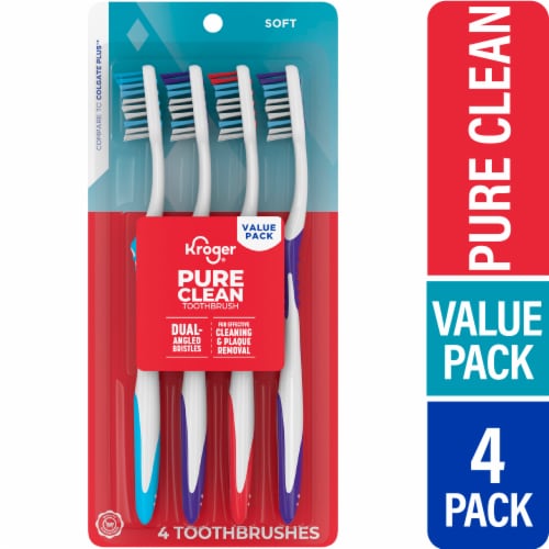 Kroger® Pure Clean Toothbrush with Soft Bristles Value Pack Perspective: front
